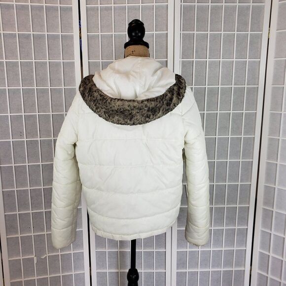 Roxy Faux Fur Hooded Puffer Jacket Size Large - Picture 6 of 9